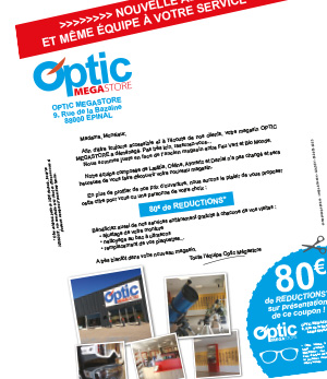 optic mégastore déménage enveloppes mailings courrier épinal portfolio